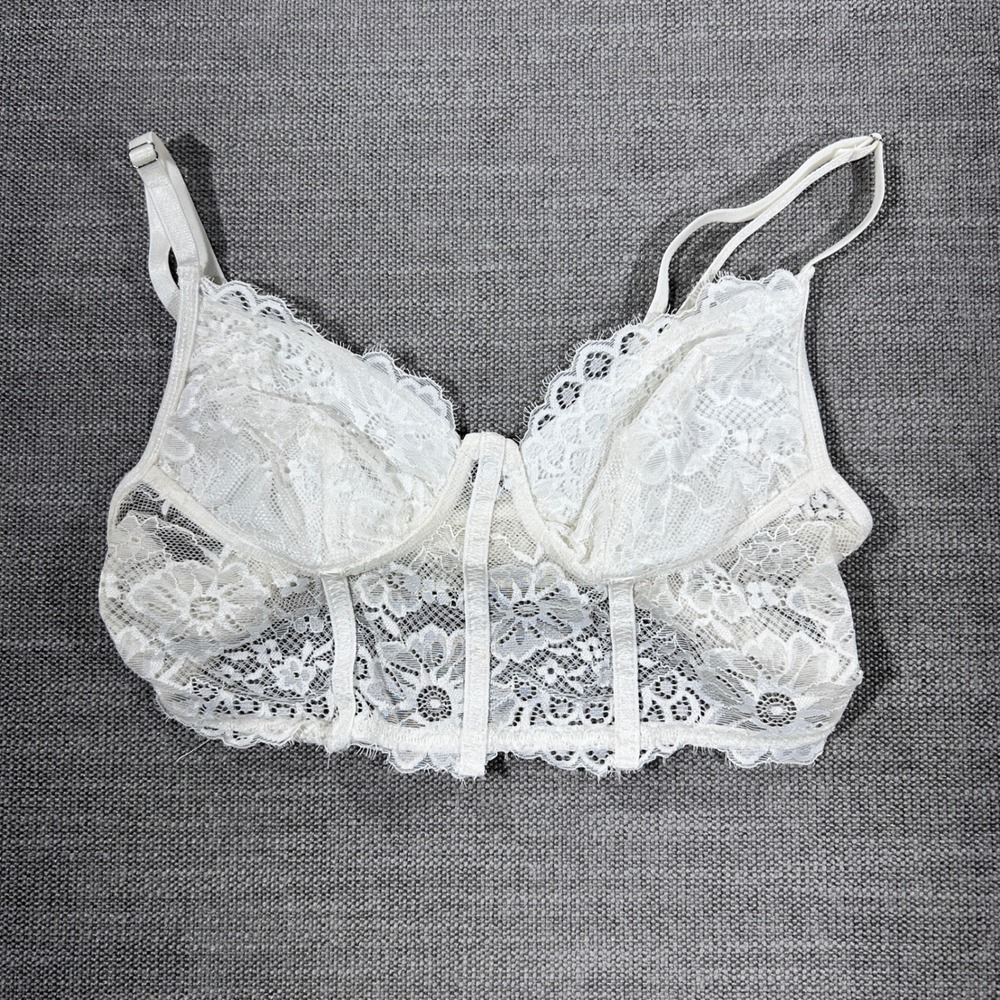Unbranded Lace Bralette Women Size S White Good Underwire Longline Floral